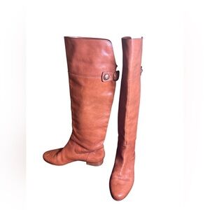 Coach Size 6 Tan Leather Tall Riding Boots - Classic Equestrian Buckle Detail